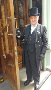 uniformed doorman at Fortnum & Mason